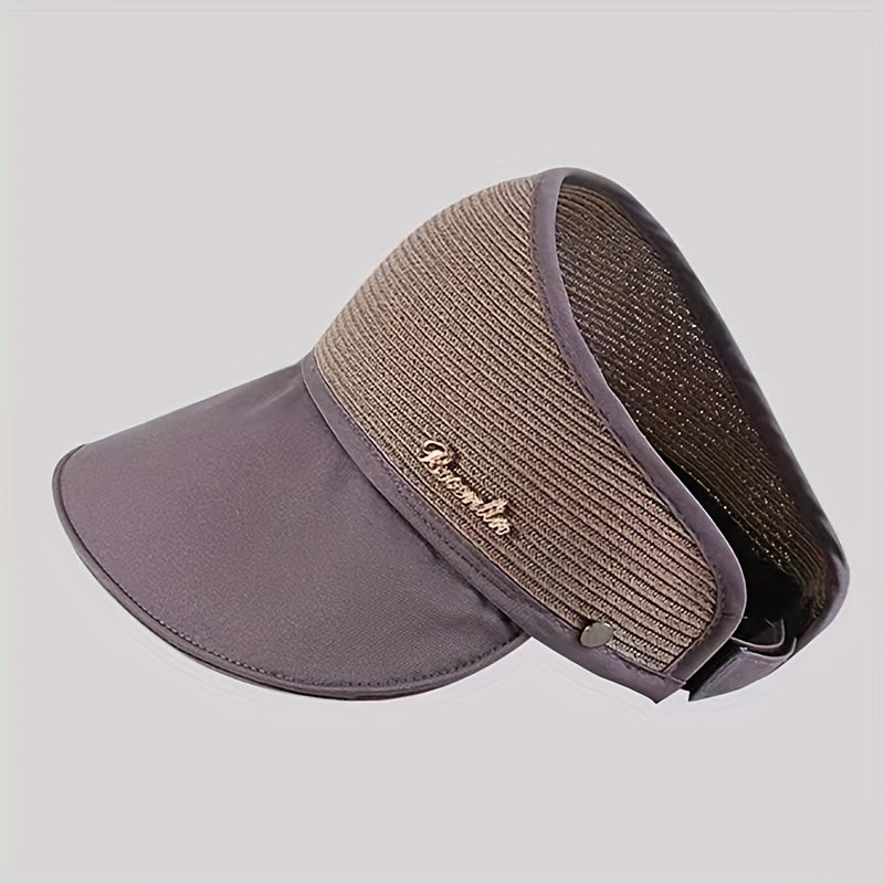 Backless Ponytail Visor Hat Wide Brim UV Protection Sun Hat