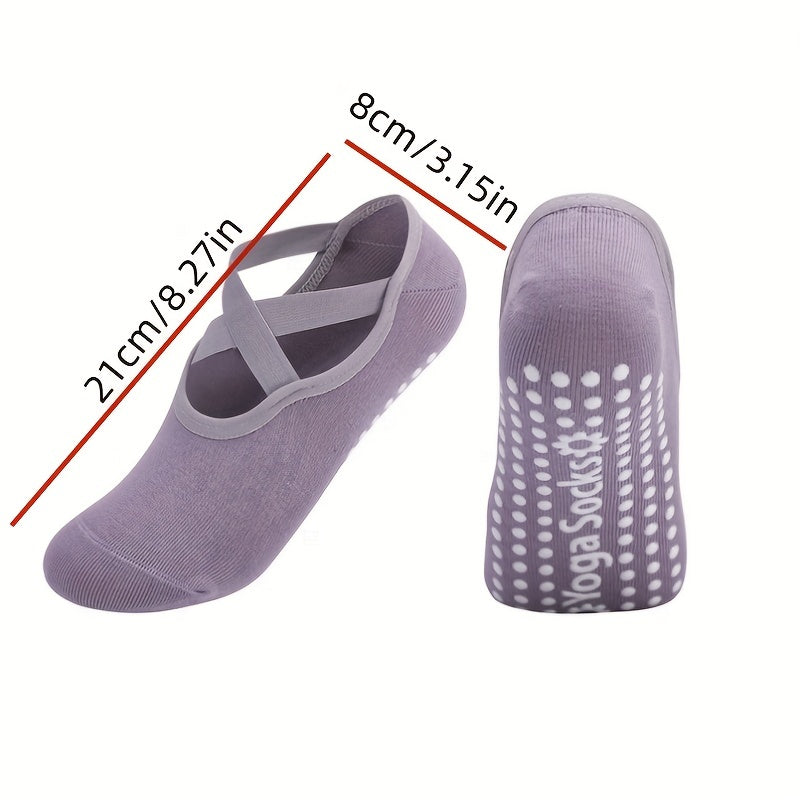 Non Slip Yoga Socks with Cross Strap Grips