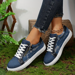Women's Denim Skate Shoes Casual Low Top Walking Shoes