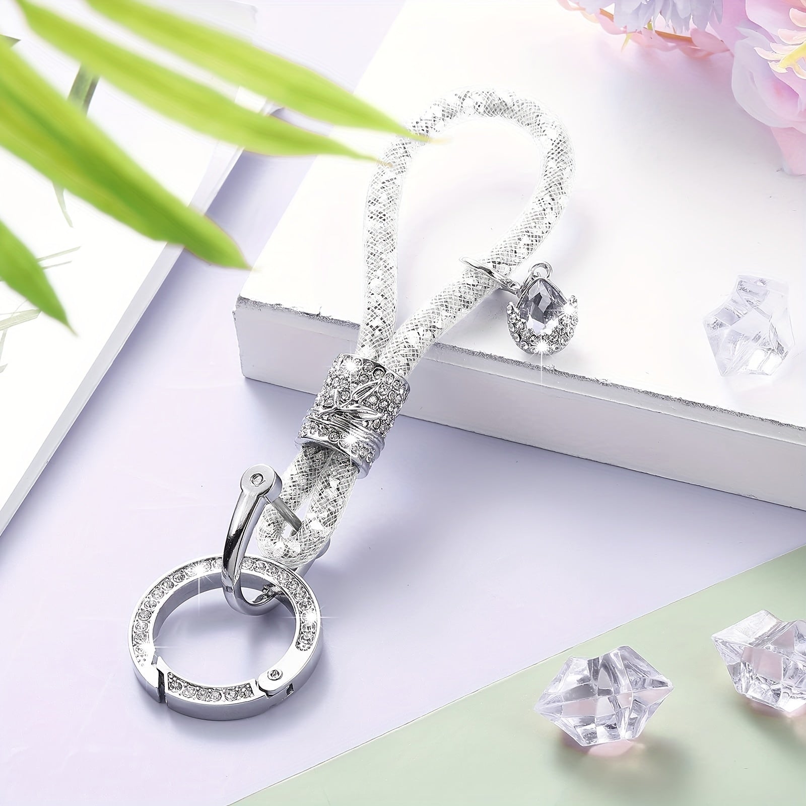 Crystal Bling Car Keychain For Women Rhinestone Keychain Ring