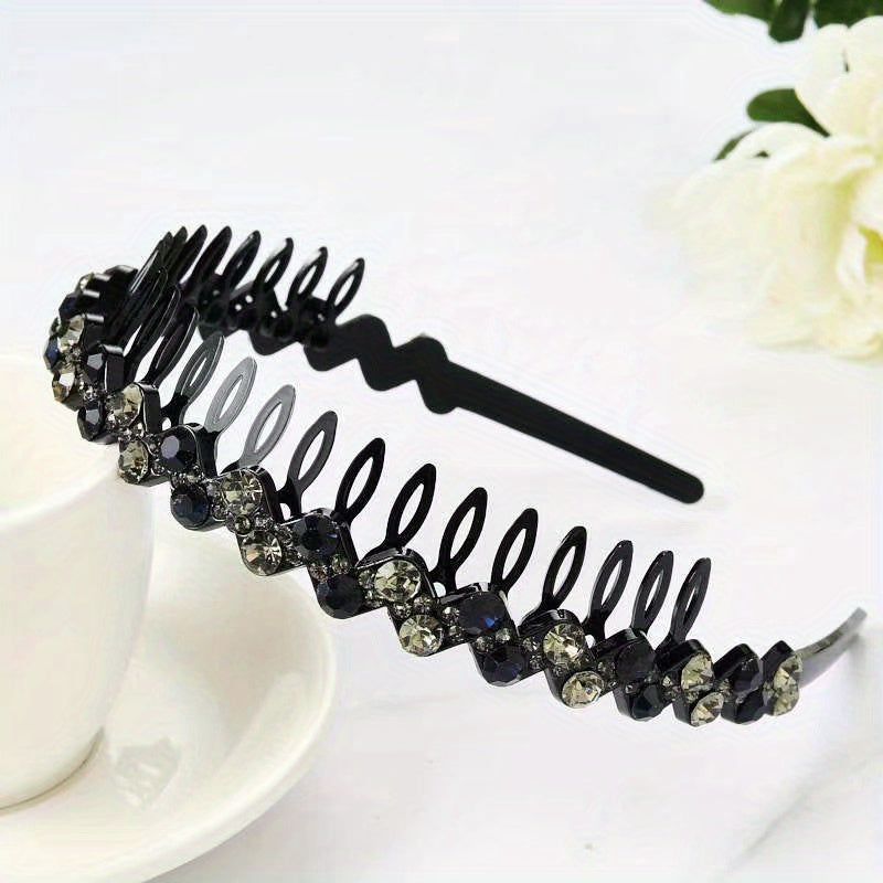 Rhinestone Bling Headband Hair Tie for Ladies Makeup Hair Band Wrap