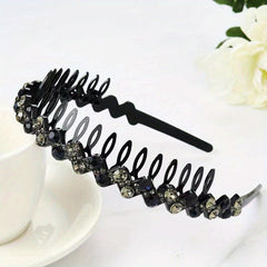 Rhinestone Bling Headband Hair Tie for Ladies Makeup Hair Band Wrap