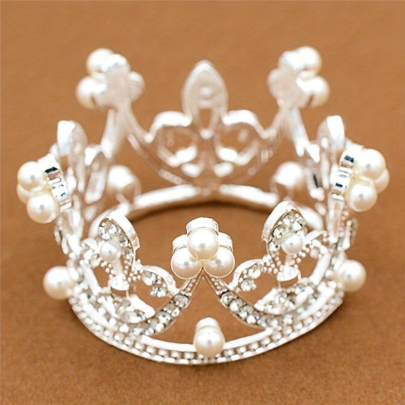 Bridal Crown Faux Pearl Princess Crystal Party Hair Accessory