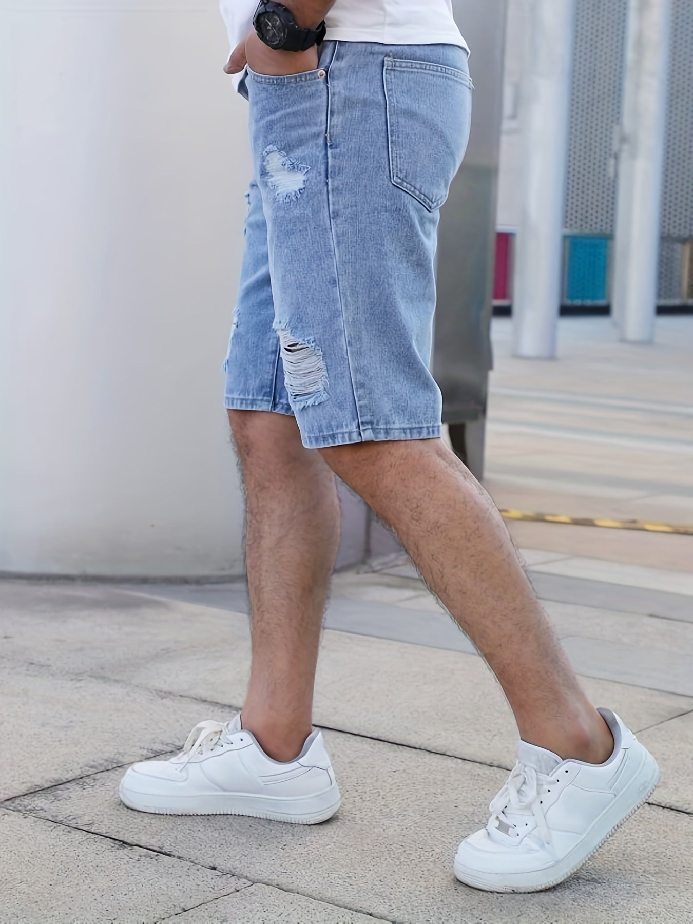 Men's Ripped Denim Shorts for Spring & Summer