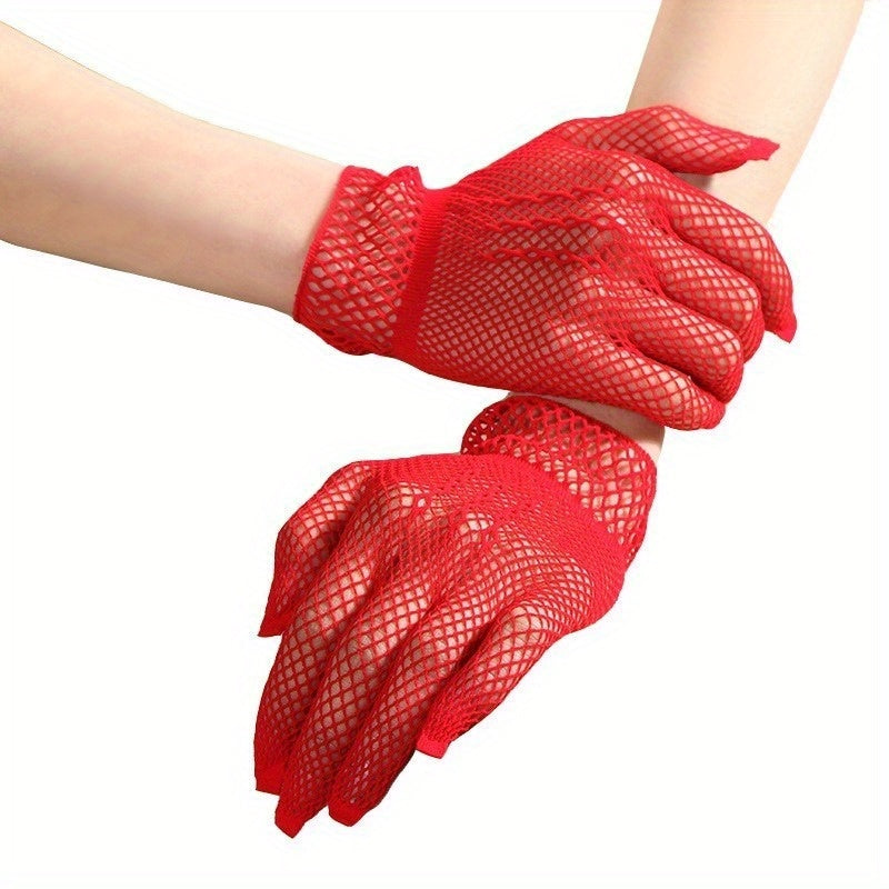 Y2K Lace Short Glove Fishnet Hollow Mesh Gloves For Wedding Bridal Women
