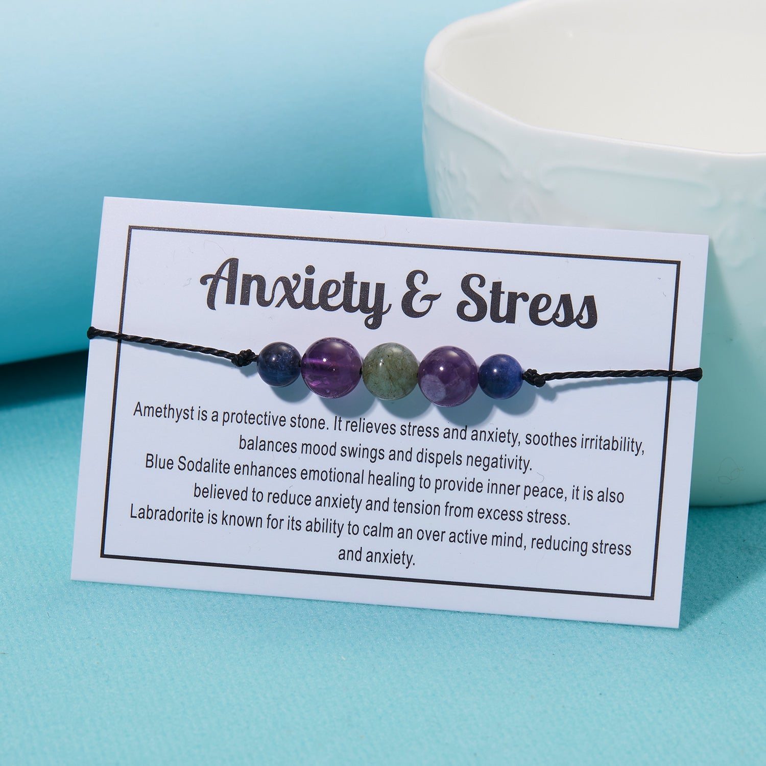 Healing Crystal Bracelet Natural Stone Beaded Bracelets Reduce Anxiety & Stress