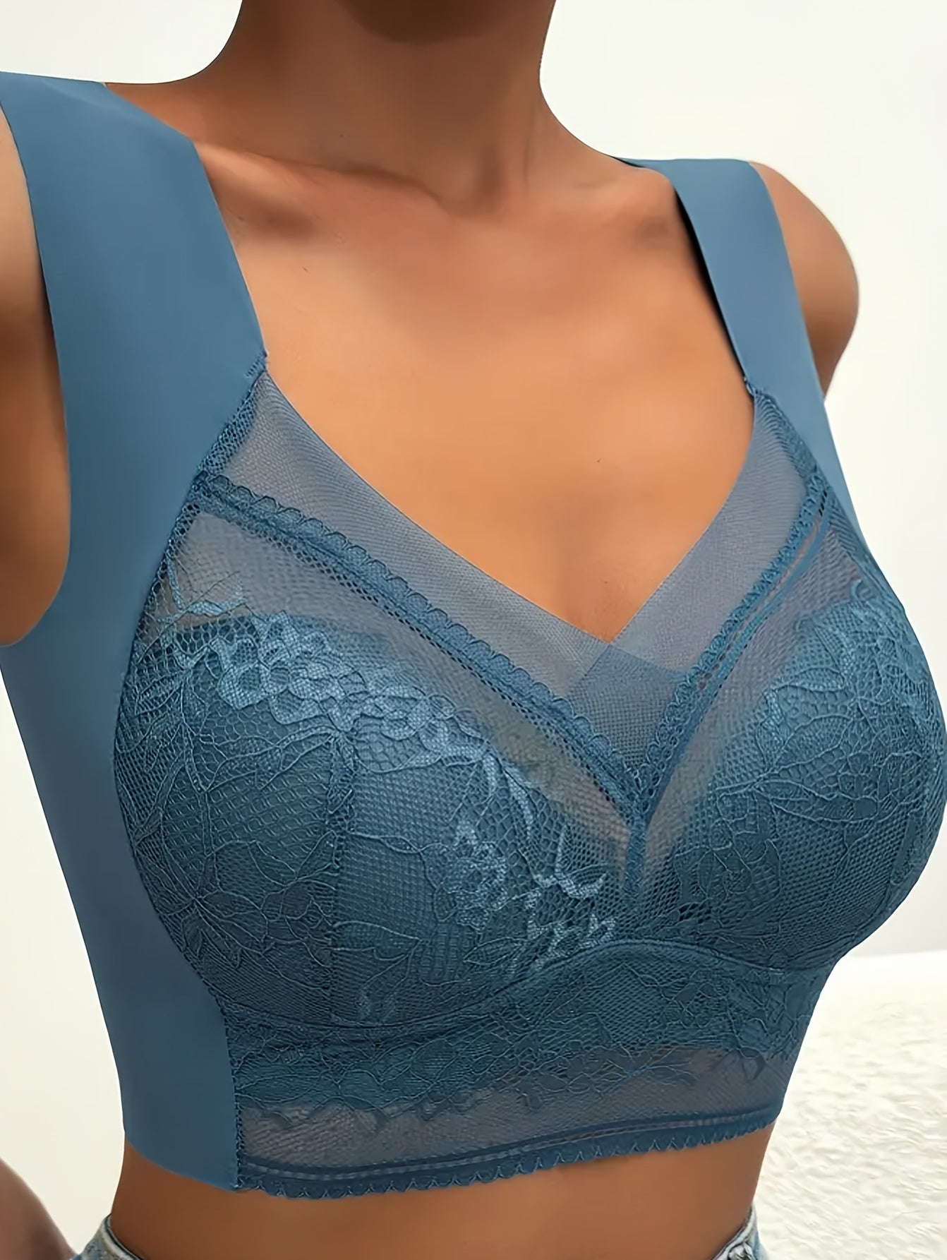 3pcs Lace Wireless Bras Comfy Push Up Women's Lingerie