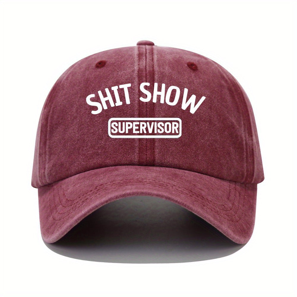 Red Adjustable Summer Mens Peaked Cap Shit Show Print