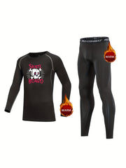 2pcs Kids Compression Sets Cartoon Long Sleeve Top & Pants