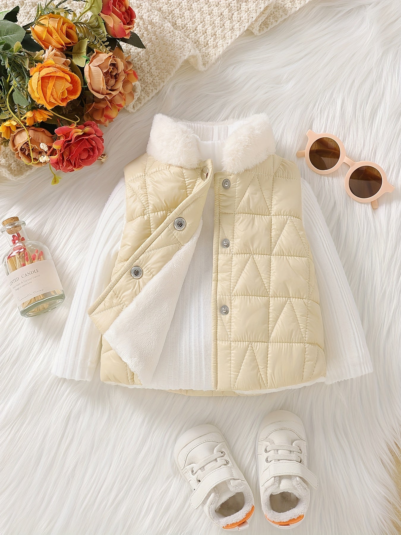 Baby Girls Warm Down Coat Kids Furry Stand Collar
