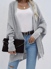  Solid Bat Sleeve Open Front Cardigan