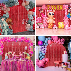 2pcs Red Streamers Foil Fringe Backdrop Curtains for Party Decor