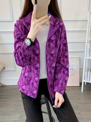 Zipper Fleece Lined Hooded Sports Jacket for Women