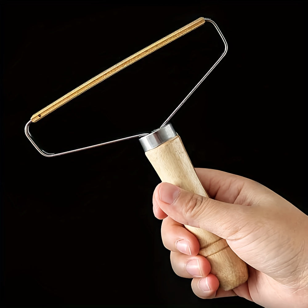 Wooden Handle Hair Remover for Dogs, Stainless Steel Double Sided
