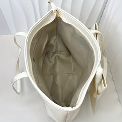 Beige Tote Bag Large Capacity Stylish Shoulder Handbag