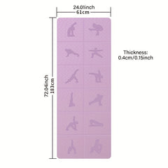 Foldable TPE Yoga Mat With Guide Lines Lightweight Portable Non Slip Pilates Mat