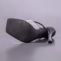 Women's Clear Strap Stiletto Heels Faux Leather Pumps