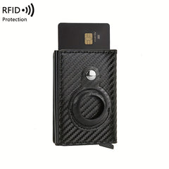 RFID Blocking Card Holder Airtag PU Leather Tracker Bracket Credit Card Bag