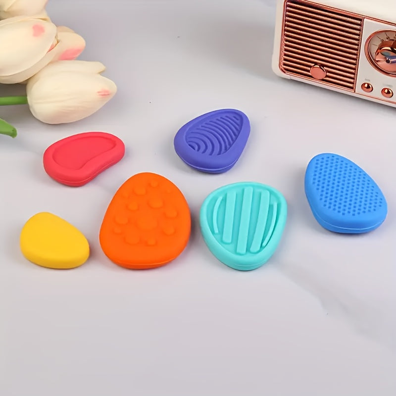 6pcs Soft Textured Fidget Stones, Teenagers & Adults, Durable, Colorful