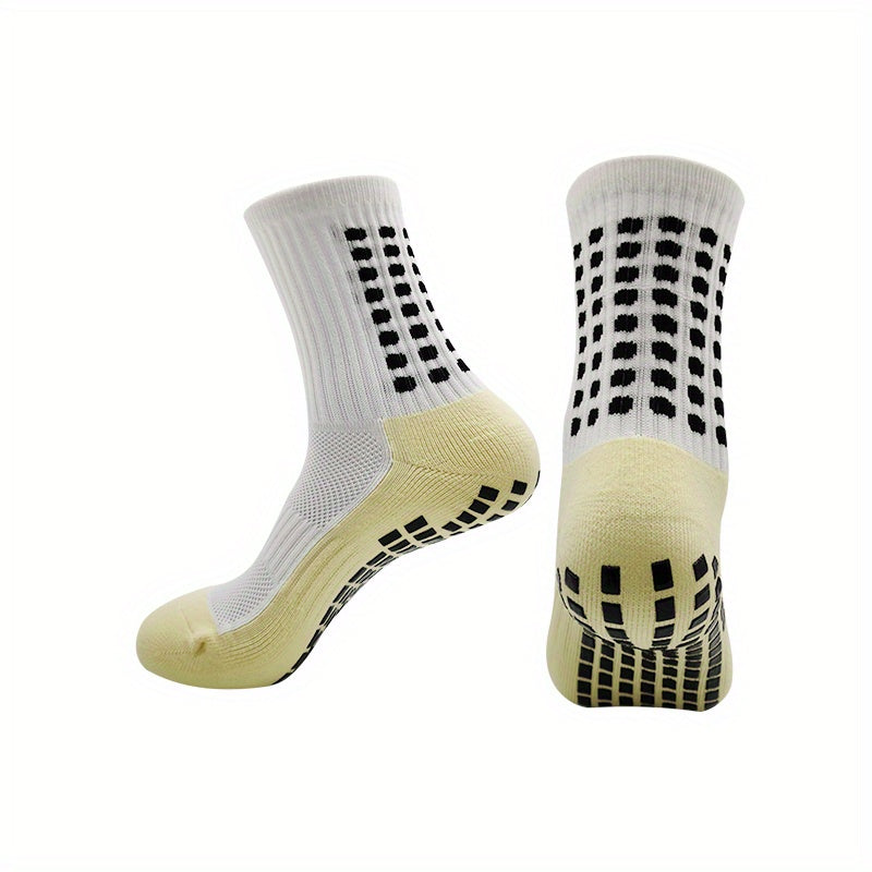 Anti Slip Silicone Mid Calf Athletic Socks For Football