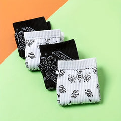 2 Pairs Floral Print Socks Breathable Mid Tube Stockings