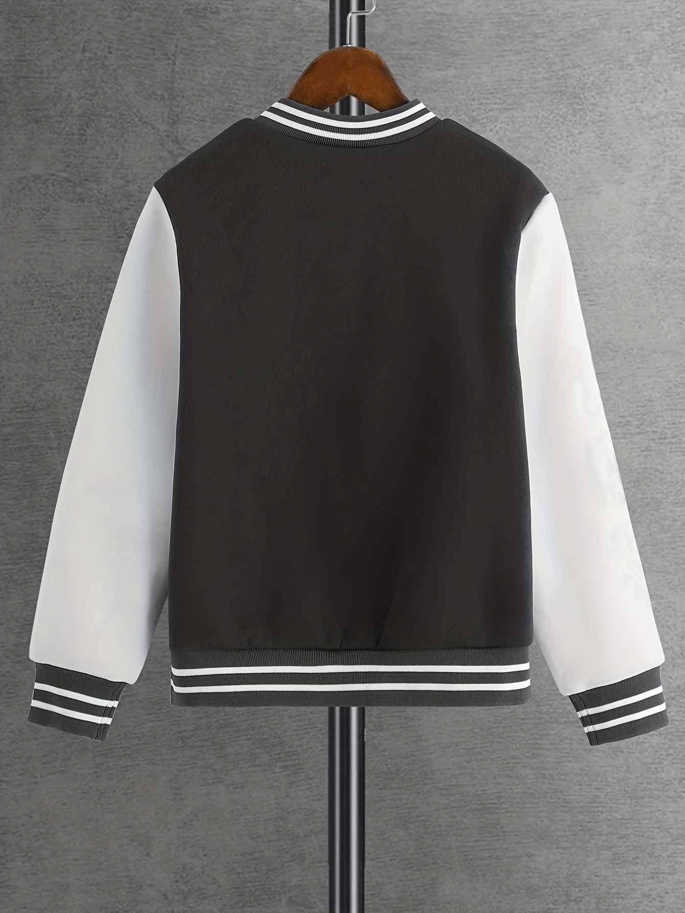 Boys Letter Graphic Varsity Jacket Long Sleeve Baseball Collar