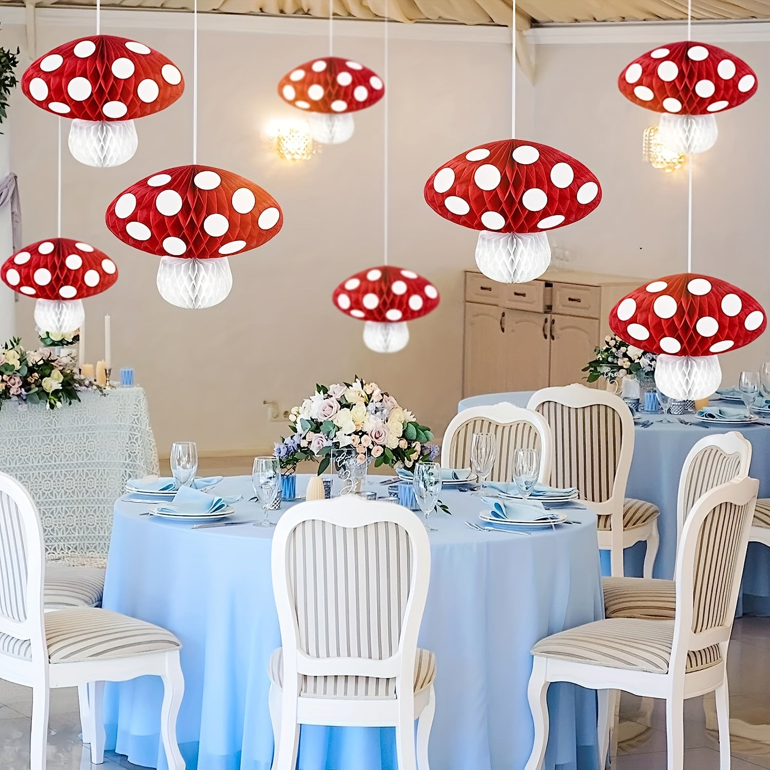 Enchanting 3D Mushroom Honeycomb Balls for Jungle Wonderland Party