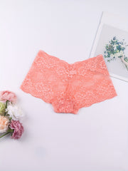 6pcs Floral Lace Boyshort Panties Soft & Comfortable Women's Lingerie