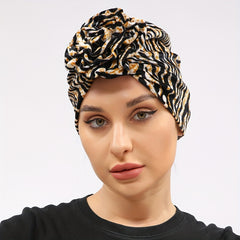 Leopard Print Flower Turban Head Scarf Women Casual Ramadan Head Wrap