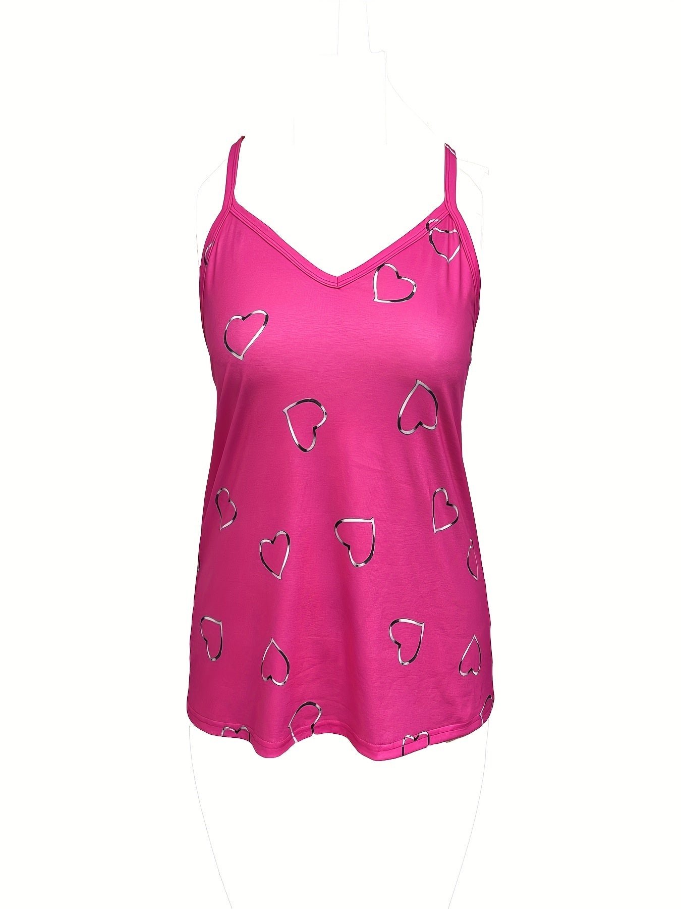  Heart Print V Neck Cami Top