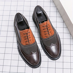 Men's Wingtip Oxford Shoes Block Lace Front Dress Shoes