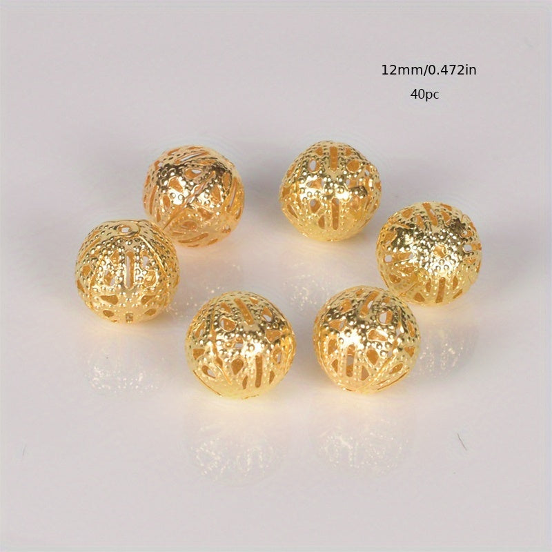 40-50-100pcs 4-20mm Hollow Round Beads DIY Spacer Bracelet Necklace Jewelry