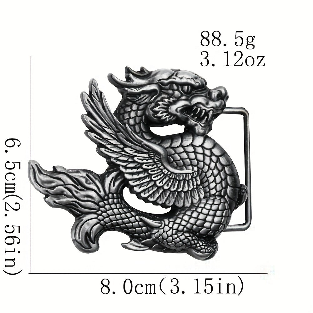 Retro Chinese Fly Dragon Belt Buckle Pterosaur Eagle Wing Pewter Finish
