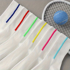 6 Pairs Colorblock Striped Socks Mid Tube Stockings
