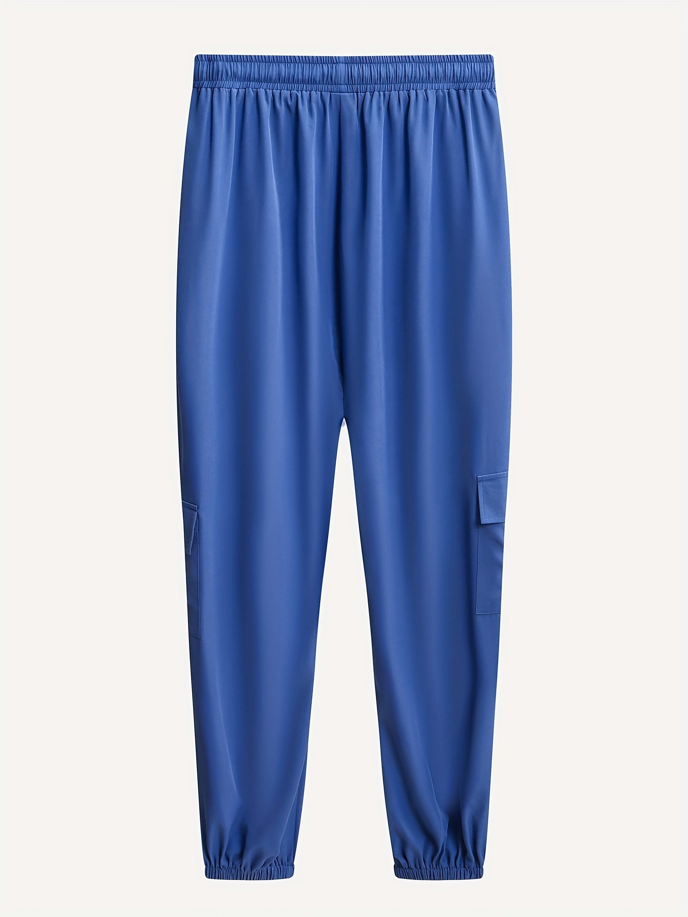  Solid Jogger Trousers With Flap Pockets