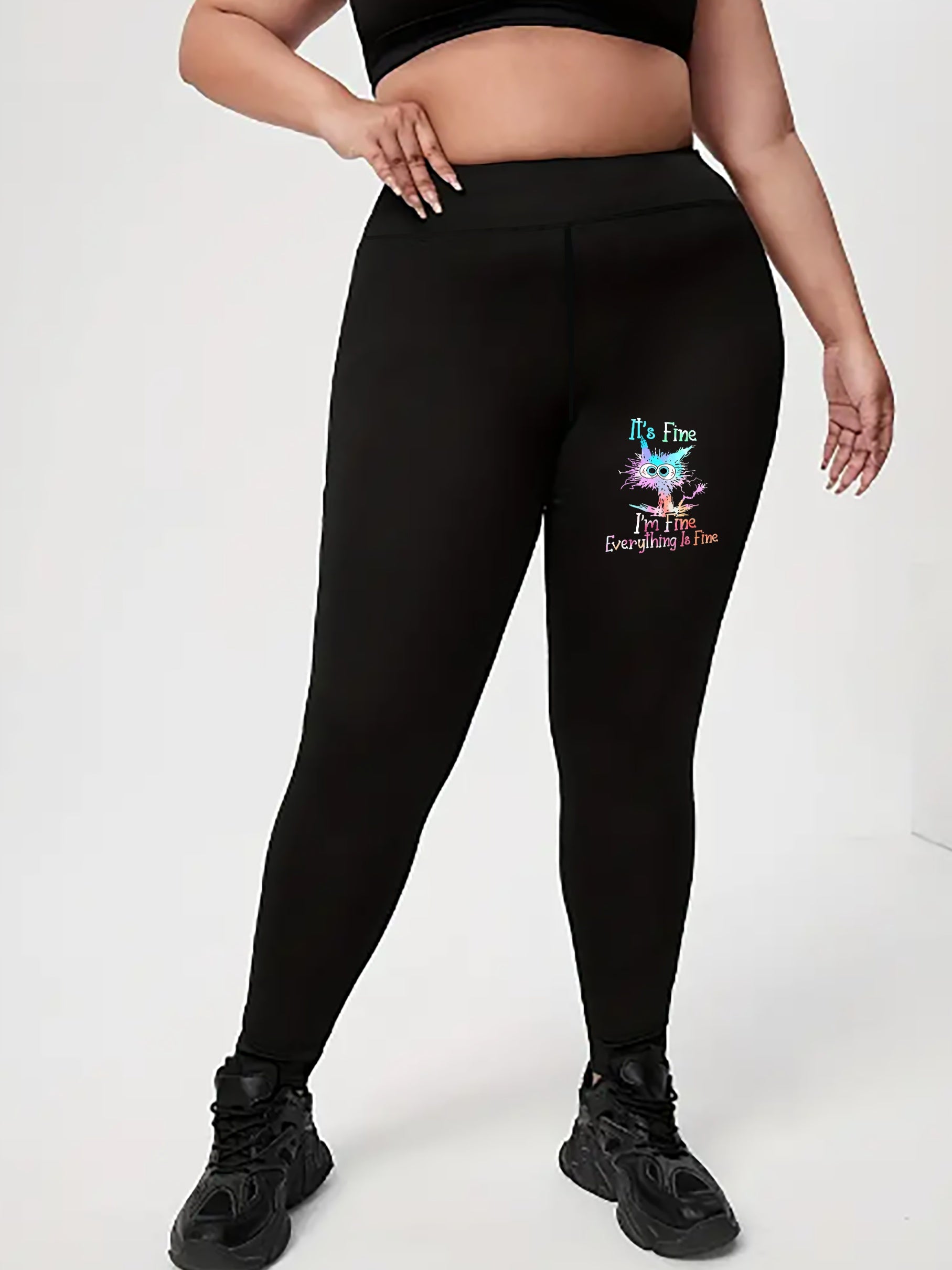  Cat Print High Rise Yoga Leggings