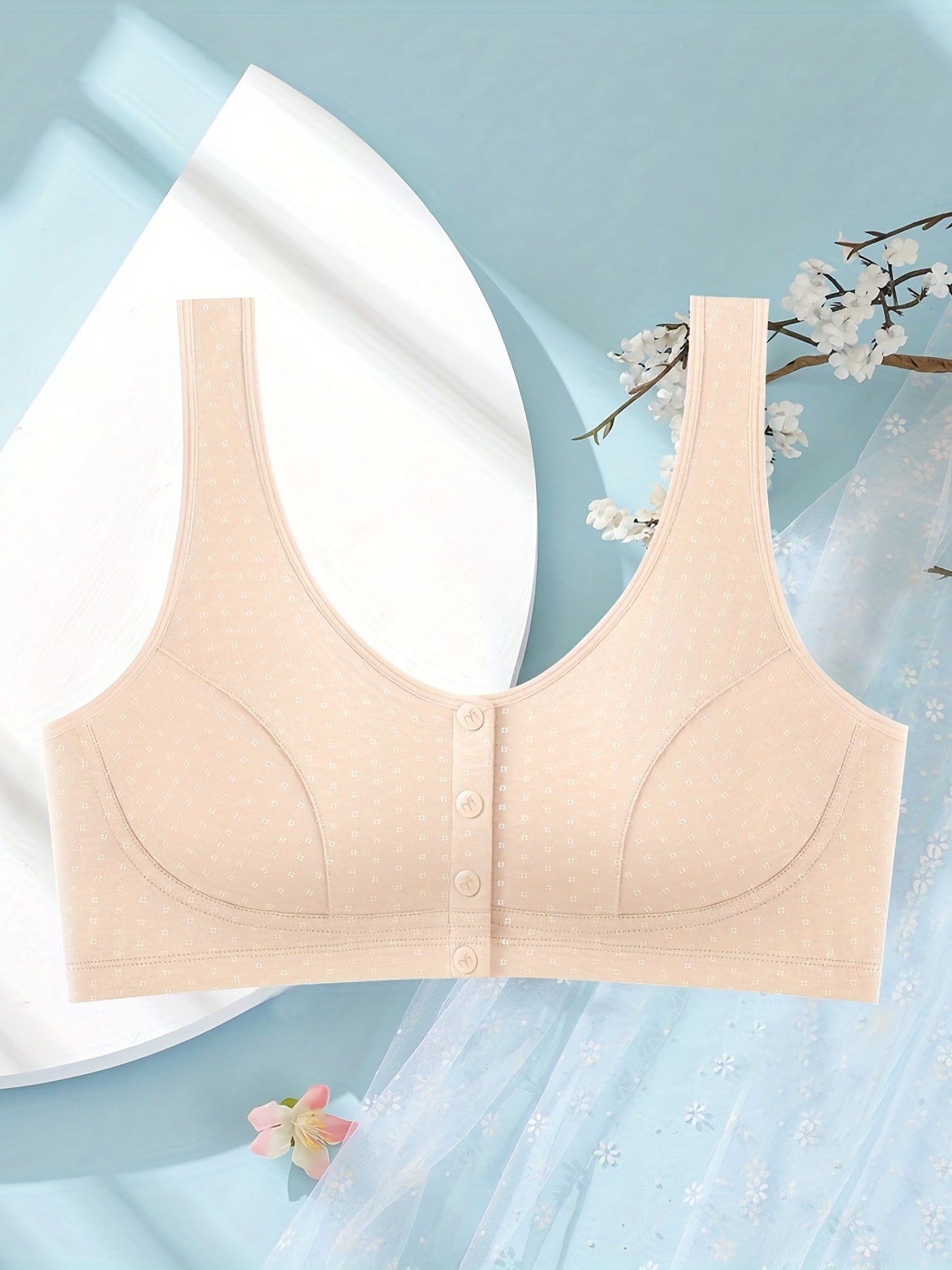  Ditsy Print Front Closure T-shirt Bra