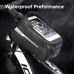Waterproof Bike Front Frame Bag with Phone Holder Cycling Storage Accessory