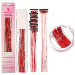 6pcs Y2K Tinsel Clip In Hair Extension 50 Sparkle Glitter Synthetic Extensions
