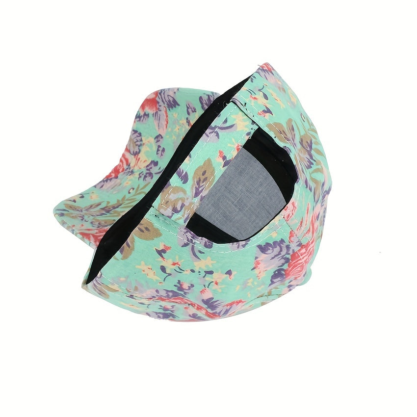 Flower Print Baseball Cap Sunscreen Dad Hat Outdoor Sun Hats Women