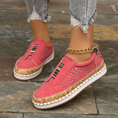Women's Hollow Out Flat Loafers Soft Slip On Walking Shoes