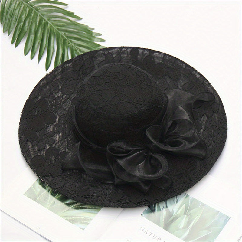 Lace Flower Sun Hat Embroidery Organza Derby Church Hats