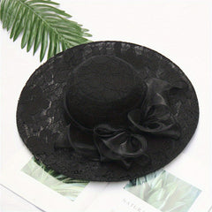 Lace Flower Sun Hat Embroidery Organza Derby Church Hats