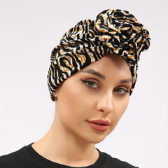 Leopard Print Flower Turban Head Scarf Women Casual Ramadan Head Wrap