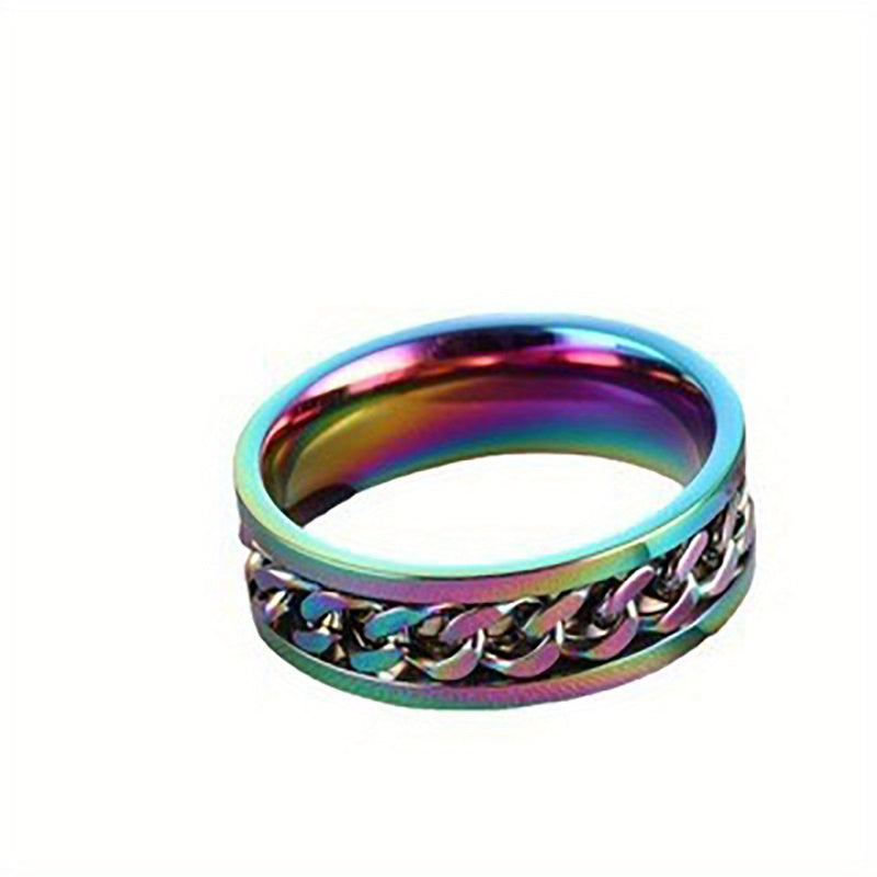 Titanium Steel Rotatable Chain Men's Ring Bottle Opener