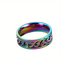 Titanium Steel Rotatable Chain Men's Ring Bottle Opener