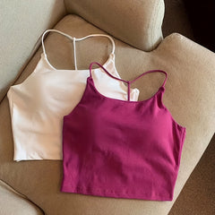 2pcs Girl's Solid Cami Top Padded Undershirts for Teens 13-20 Years Old