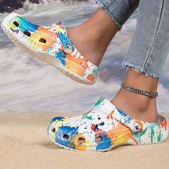 Women's Graffiti Clogs Closed Toe Slip On Slide Shoes