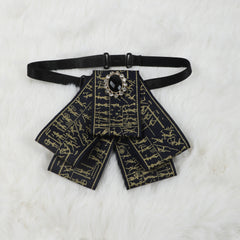 Men's Formal Dress Vintage Skeleton Head Gemstone Collar Bow Tie
