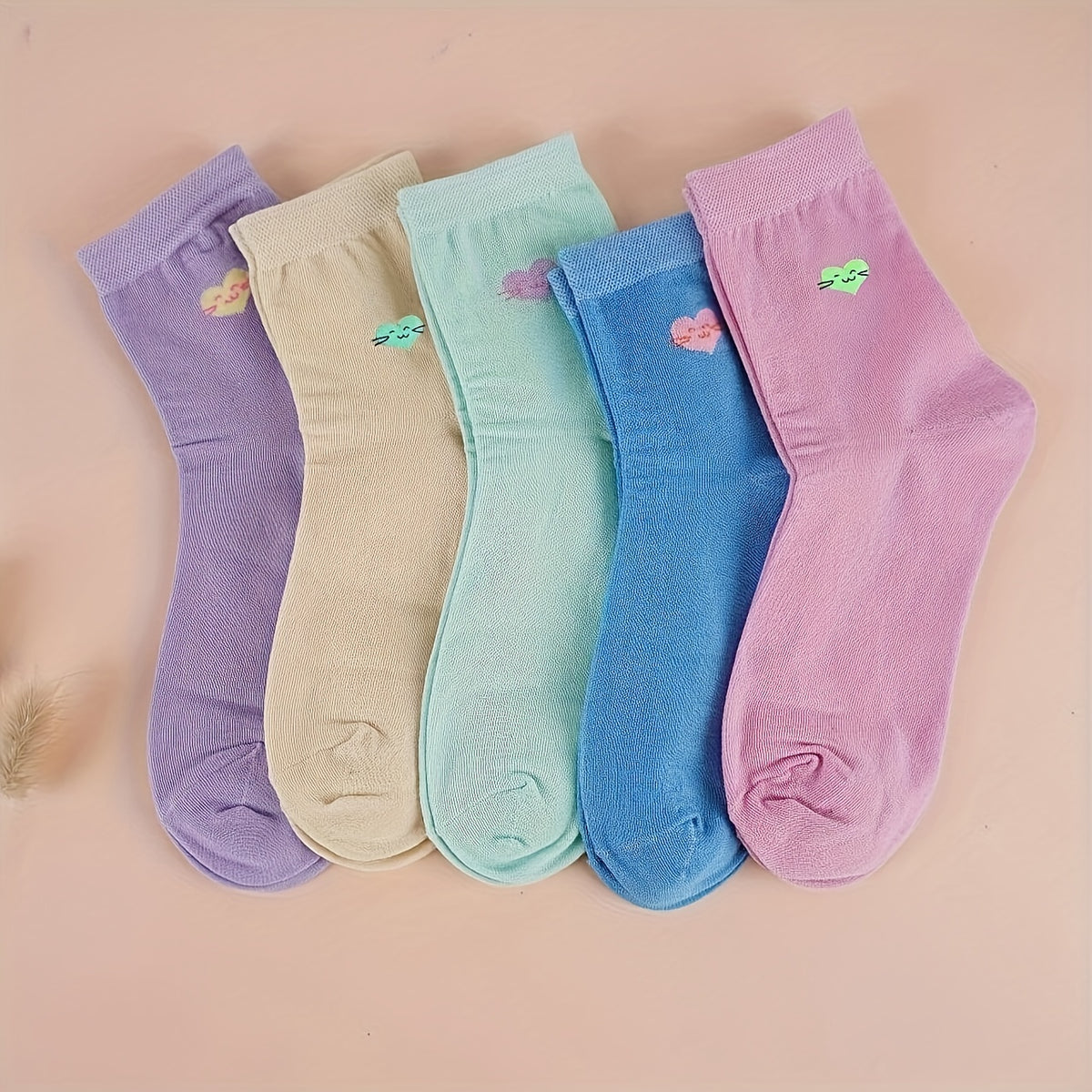 Heart Print Socks Women's Mid Tube Stockings